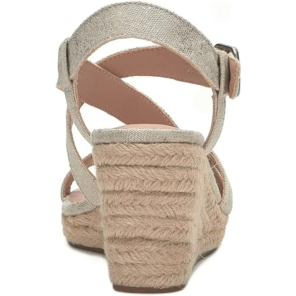 NEW Lucky Brand Mytila Espadrille Sandals Women's Size 10  M Wedge Natural Gold